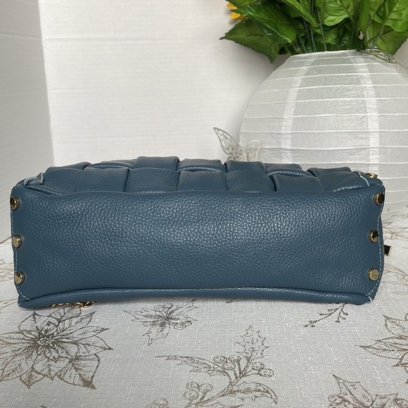 Valentina Fiore Blue Handmade Italian Leather Handbag - Picture 4 of 6